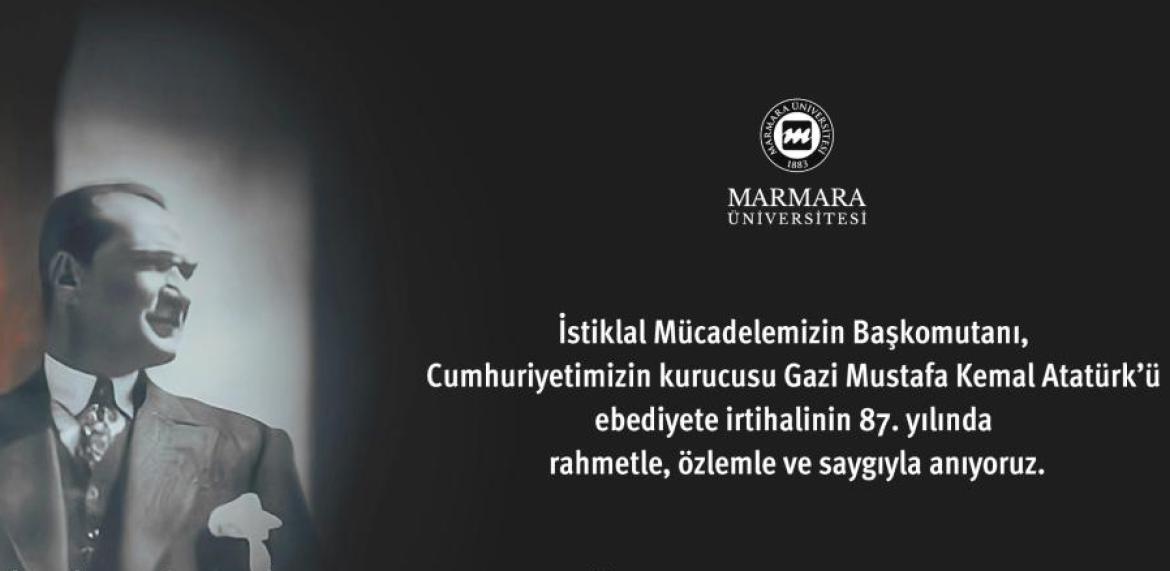 atatürk'ü anma için siyah fon üzerine yazı